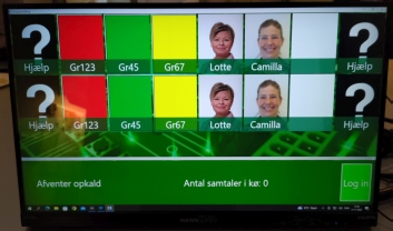 Skærmbillede af den brugerstyrede reception — menuen sidder i bunden, tilpasset beboernes behov på touch-skærmen