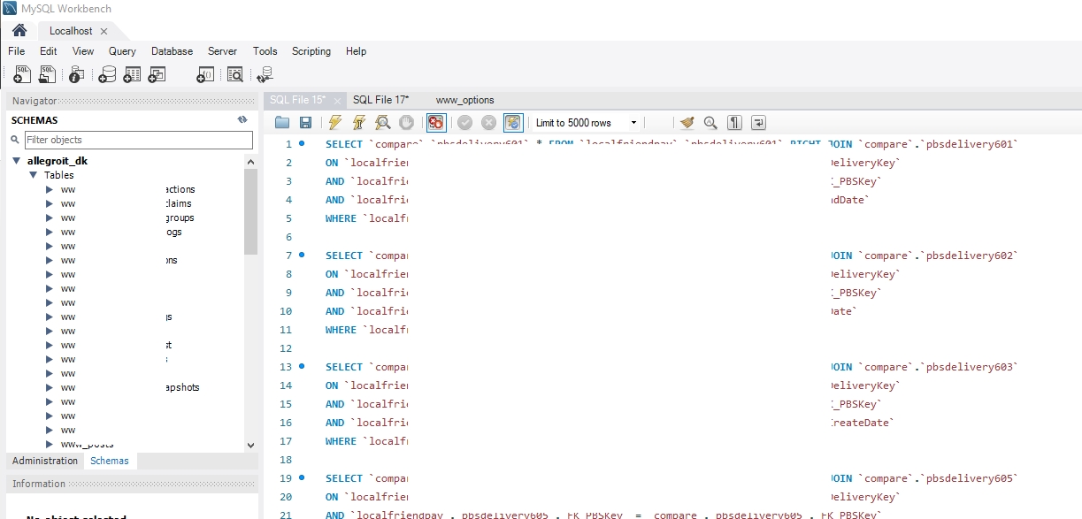 Import script til MySQL database