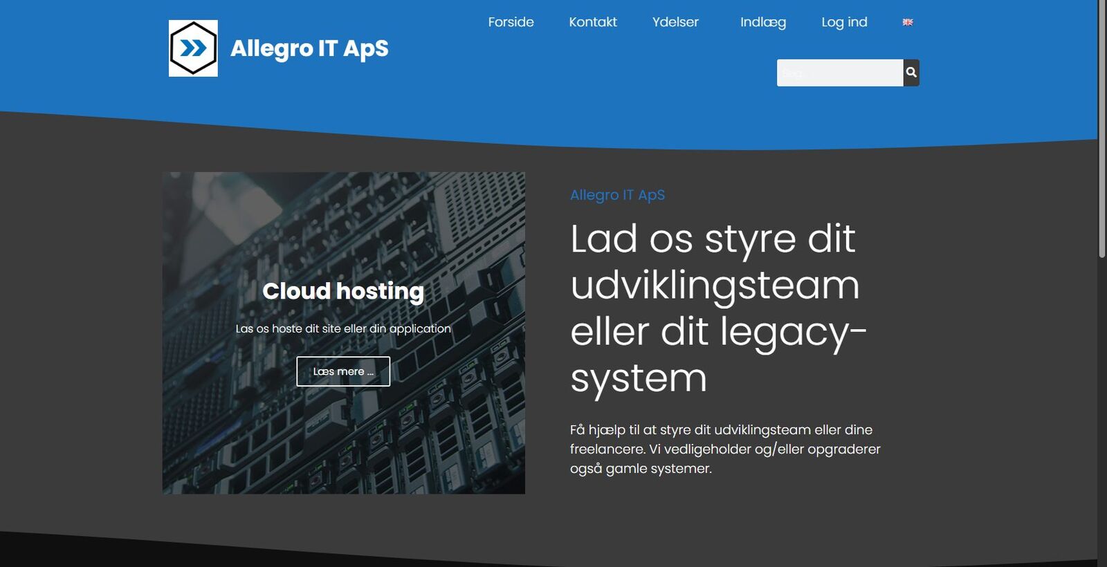 Screenshot af det gamle site